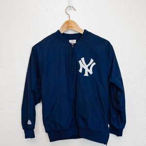 Vintage Majestic New York Yankees Quarter Zip Youth Warm Up Jacket / Windbreaker